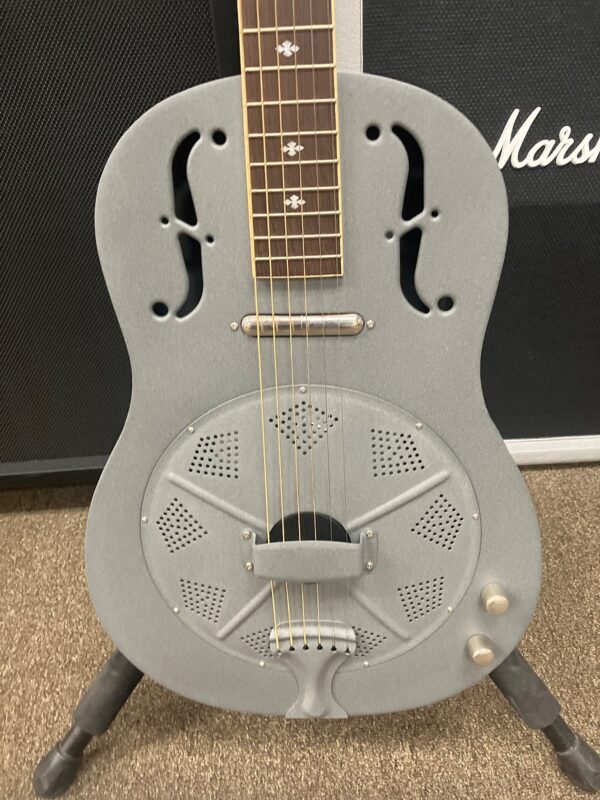 Gold Tone GRE-G: Paul Beard Metal Body Resonator Guitar with Pickup Grey - Image 2