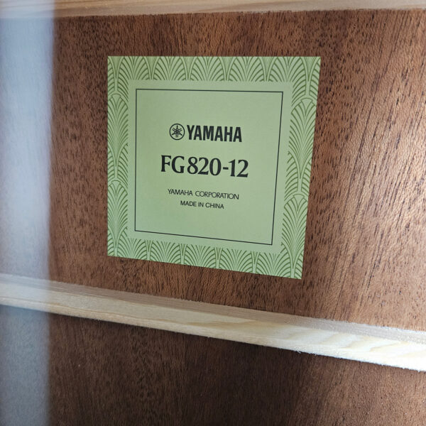 Yamaha FG820 12-String Acoustic Guitar - Natural - Image 5